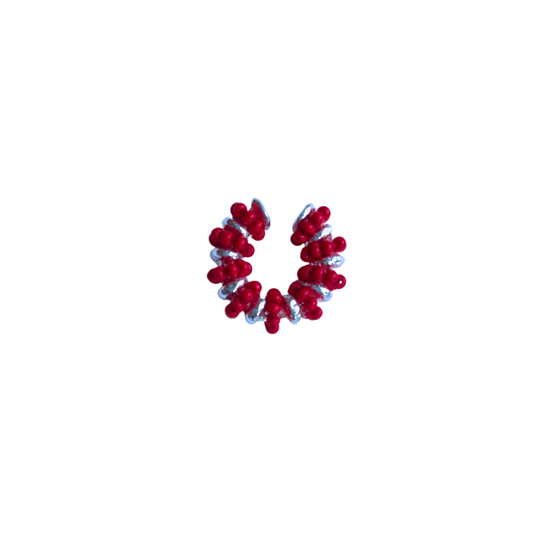 Formation Beaded Ear Cuff Red (Silver)