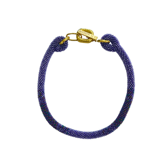 Beaded Cord Necklace Purple