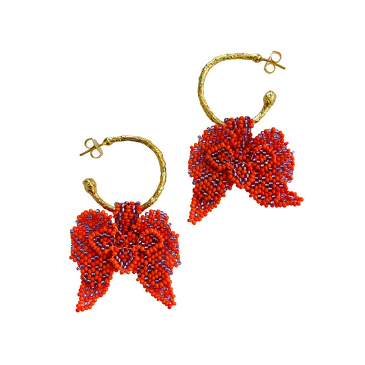 Orange & Lilac Orchid Earrings