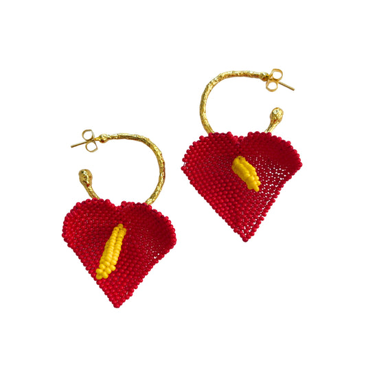 Red Anturio Earrings