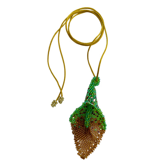 Cartucho Long Necklace Green & Gold