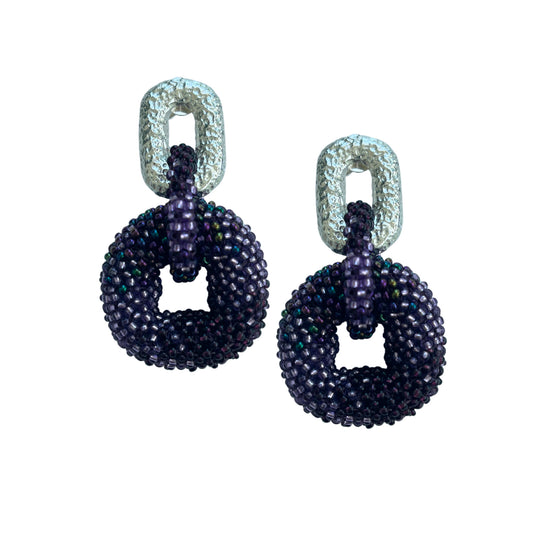 Linked Donuts Earrings Purple Ombre (Silver)