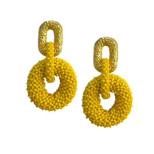 Linked Donuts Earrings Yellow (Gold)
