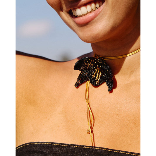 Orchid Necklace Black (Gold)