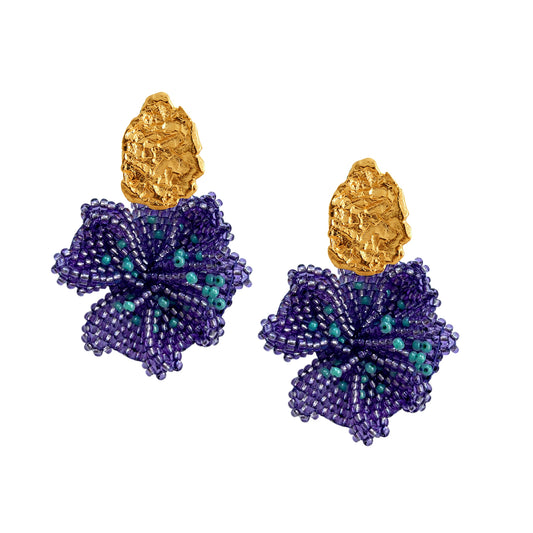 Blooming Earrings Purple (Gold)