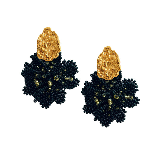 Blooming Earrings Black & Gold (Gold)