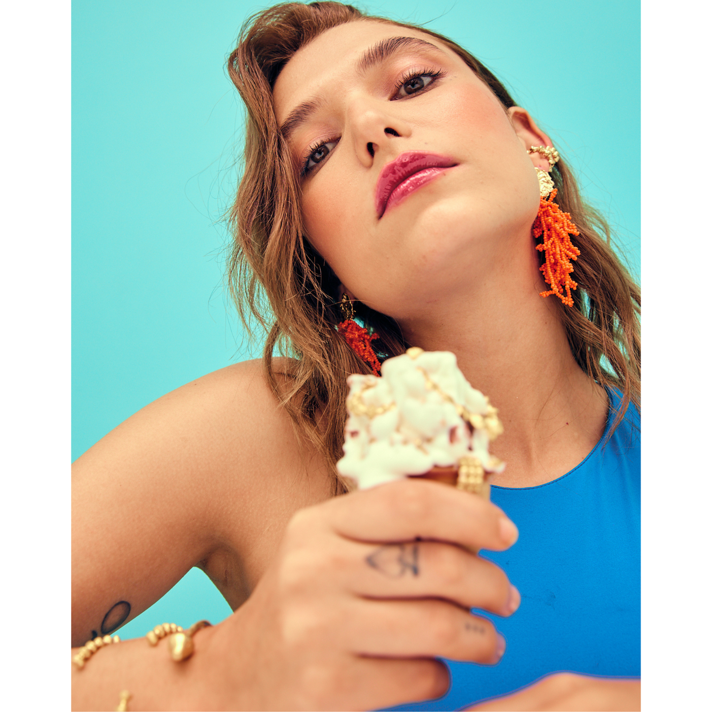 Orange Coral Earrings