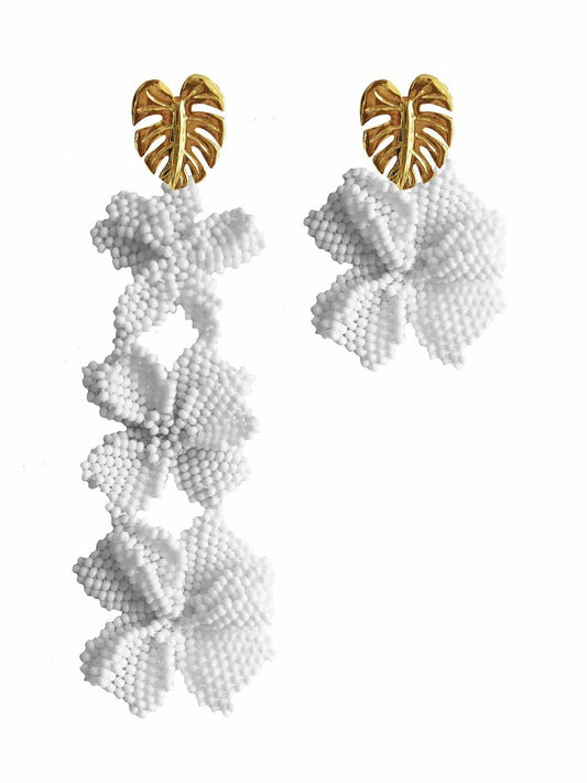 Asymmetrical White Garden Earrings - JETLAGMODE