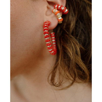 Formation Beaded Maxi Hoops Orange (Silver)