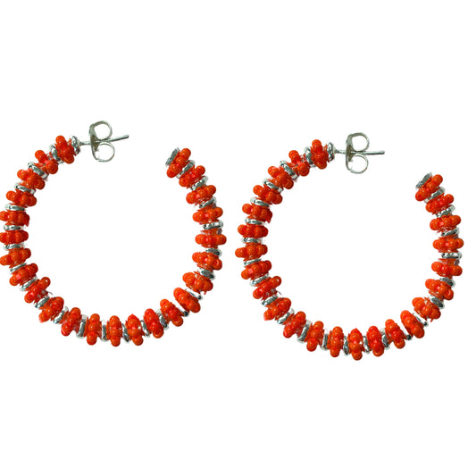 Formation Beaded Maxi Hoops Orange (Silver)