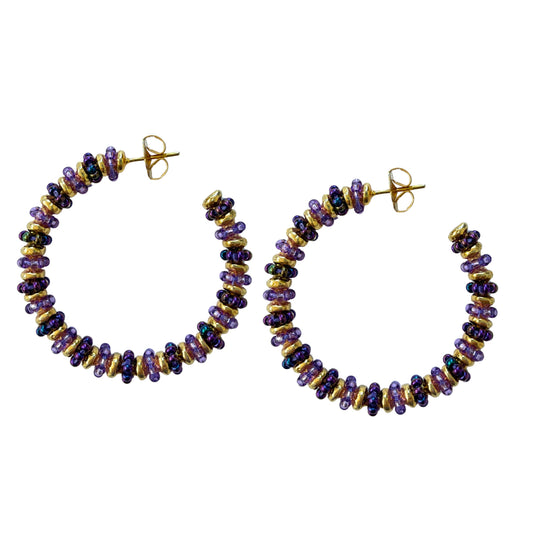 Formation Beaded Maxi Hoops Mixed Purple (Gold)