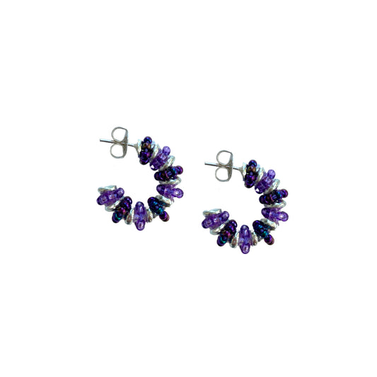 Formation Beaded Hoops Mixed Purples (Silver)