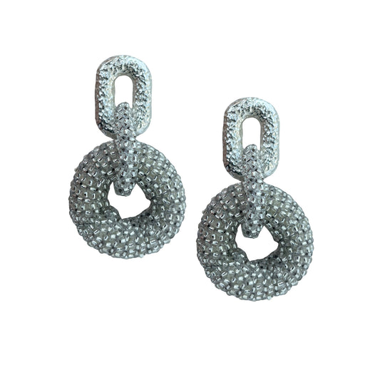 Linked Donuts Earrings Charcoal (Silver)