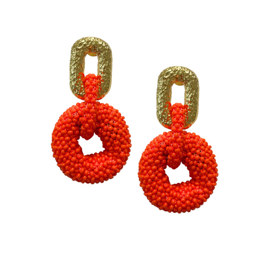 Linked Donuts Earrings Orange (Gold)
