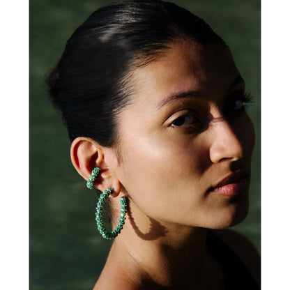 Formation Beaded Maxi Hoops Green (Silver)