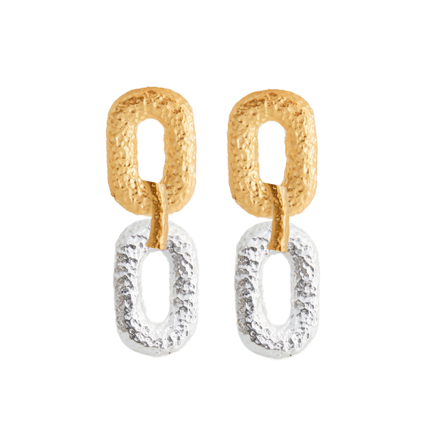 Mixed Connected Link Earrings (Gold & Silver)