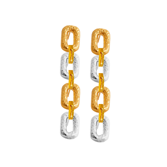 Mixed Connected Mini Link Earrings (Gold & Silver)