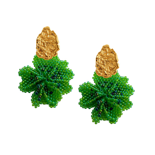Blooming Earrings Green (Gold)