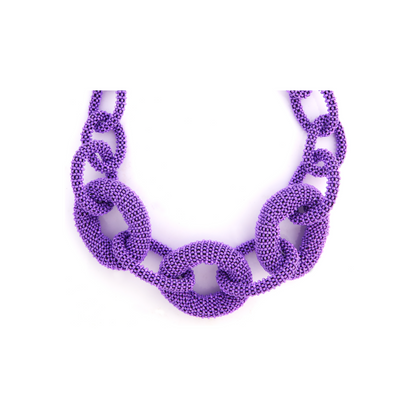 Link Beaded Necklace Bright Purple