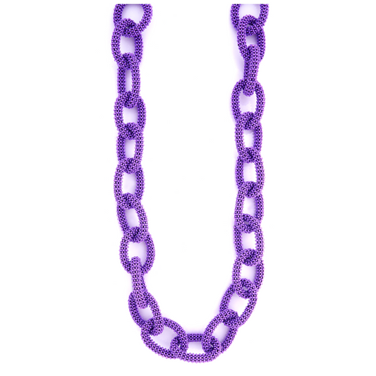 Long Link Beaded Necklace Purple