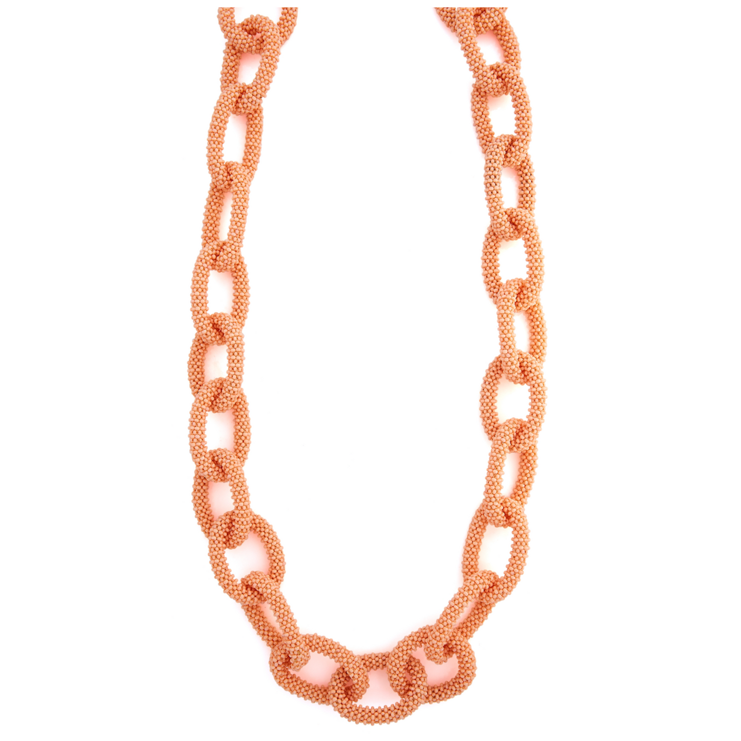 Long Link Beaded Necklace Salmon