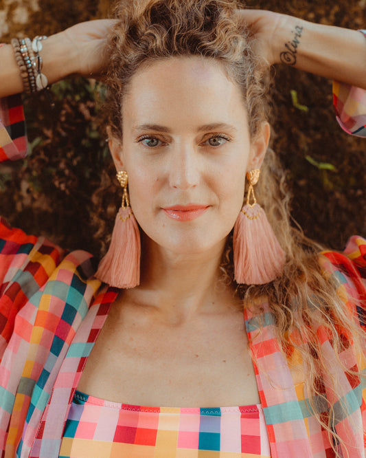Peach Machu Pichu Earrings - JETLAGMODE
