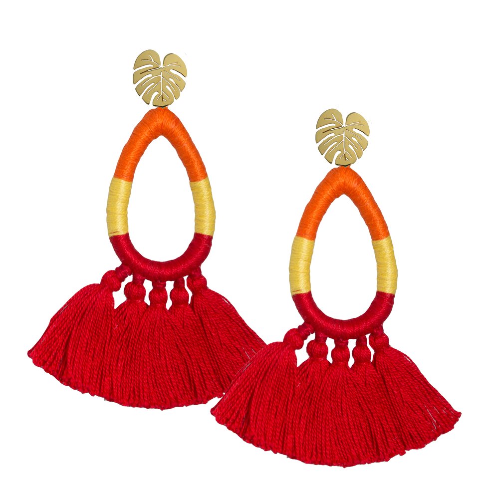 Red Heliconia Earrings - JETLAGMODE