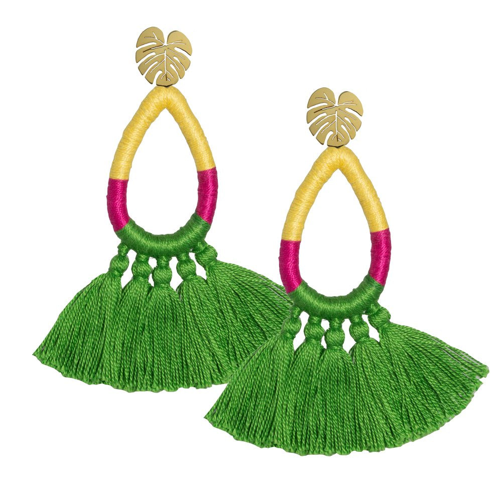 Green Heliconia Earrings - JETLAGMODE