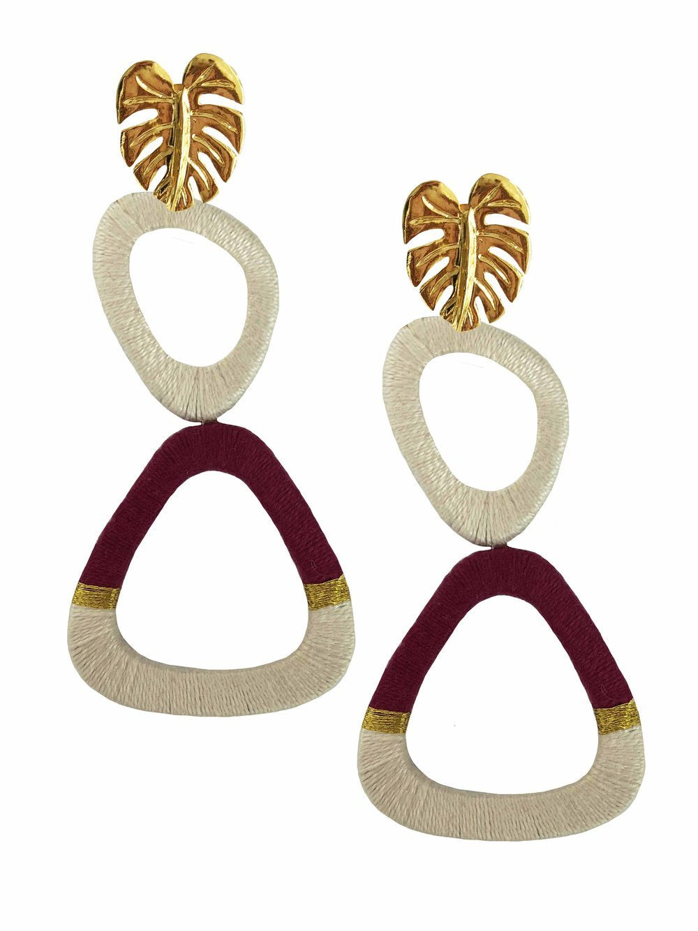 Burgundy Geometric Earrings - JETLAGMODE