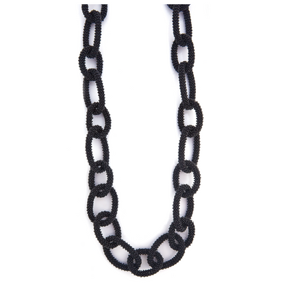 Long Link Beaded Necklace Black