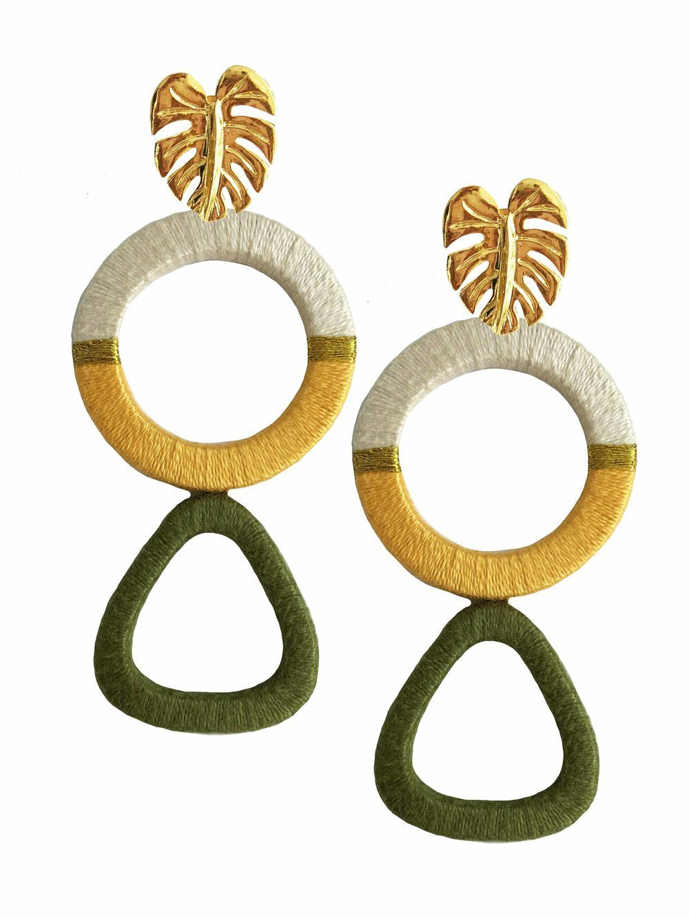 Olive Geometric Earrings - JETLAGMODE