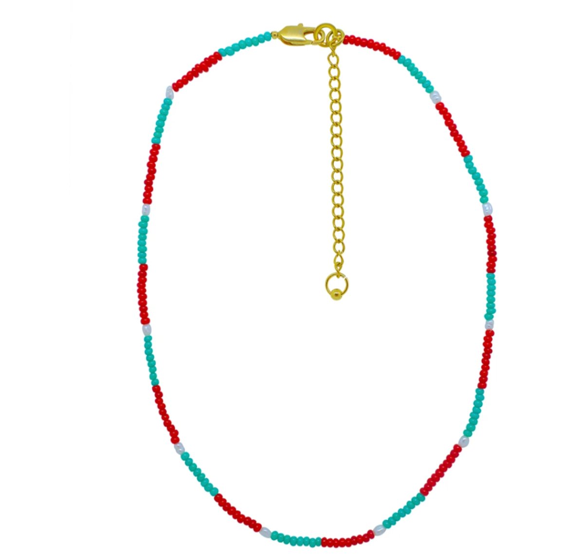 Aqua/ Red Mini Necklace - JETLAGMODE